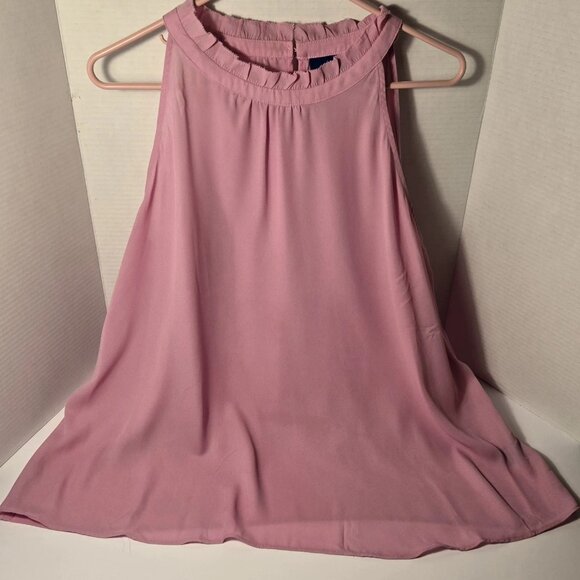 Apt. 9 Pleated Ruffle Neck Mauve Pink Sleeveless Shirt - Picture 1 of 16